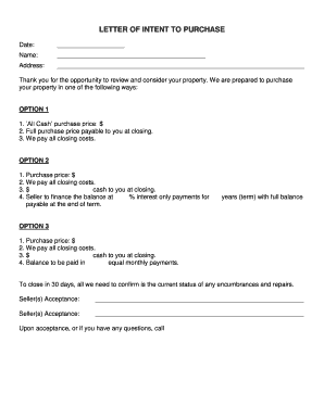 Letter of Intent to Purchase