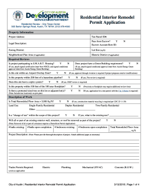 Residential Interior Remodel Permit Application