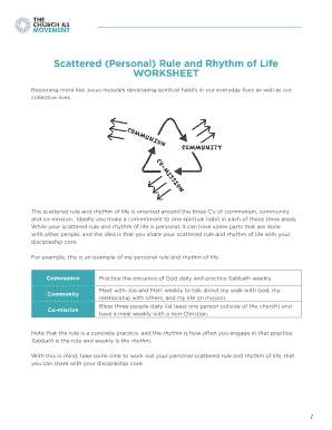 Rule of life worksheet pdf