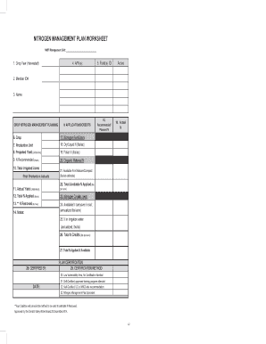 Nitrogen Management Plan Worksheet