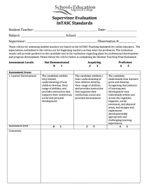 Student Teacher Evaluation Form