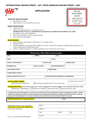 International Driving Permit Application