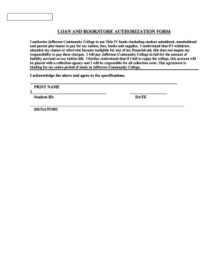 Loan and Bookstore Authorization Form