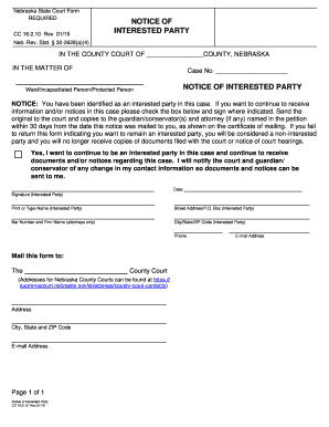 Nebraska Notice of Interested Party