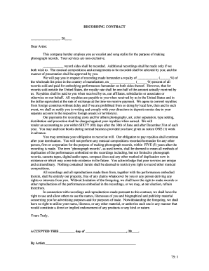 Recording Contract Agreement