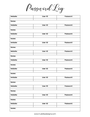 Password Log Template