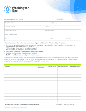 Meter Set Builder Information Form