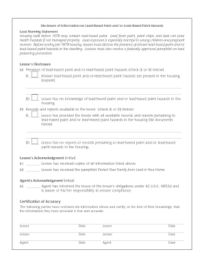 Lead-Based Paint Disclosure Form
