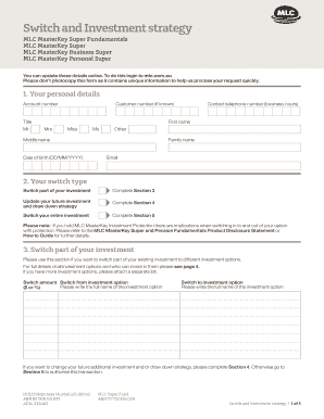 MLC Super Investment Switch Form
