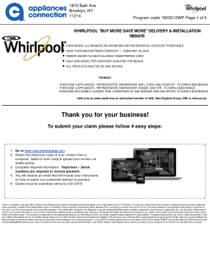 Whirlpool Buy More Save More Delivery & Installation Rebate