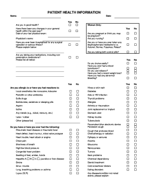 Patient Health Information Form