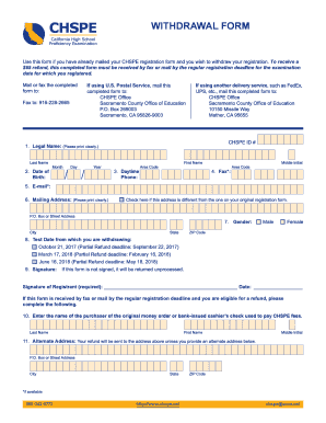 California High School Proficiency Exam Withdrawal Form