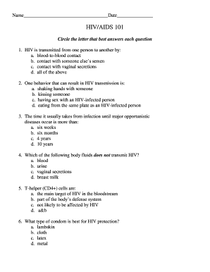 HIV/AIDS 101 Quiz Form