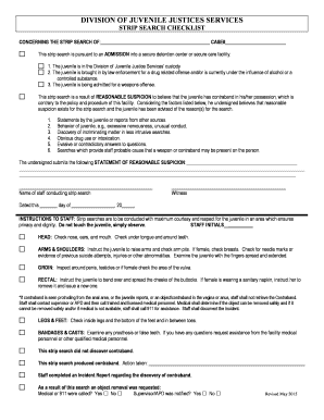 Juvenile Strip Search Checklist