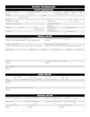 Patient Medical History and Medication Form