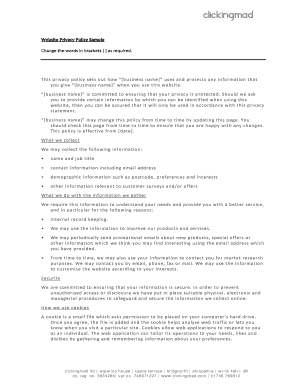 Website Privacy Policy Template