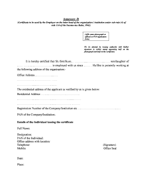 Employer Certificate for Income Tax