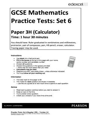 GCSE Mathematics Practice Test Paper 3H