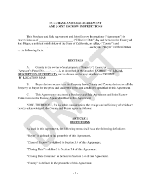 Purchase and Sale Agreement