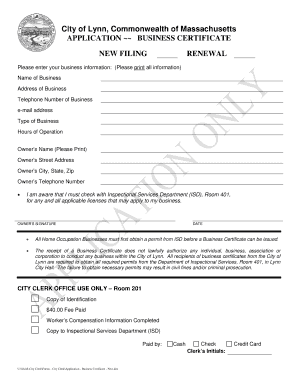 Business Certificate Application