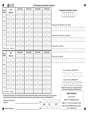 IRIS Timesheet for Participant-Hired Workers