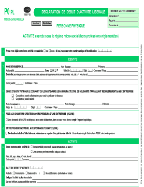Déclaration de début d'activité libérale