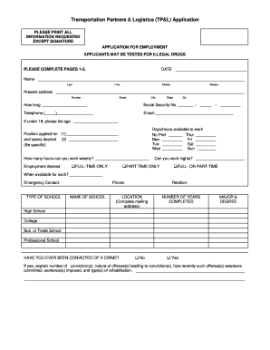 Transportation Partners & Logistics Employment Application