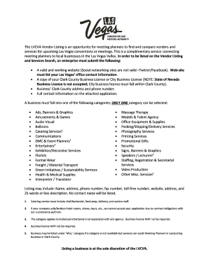 LVCVA Vendor Listing Application