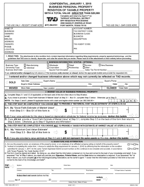 Texas Business Personal Property Rendition Form