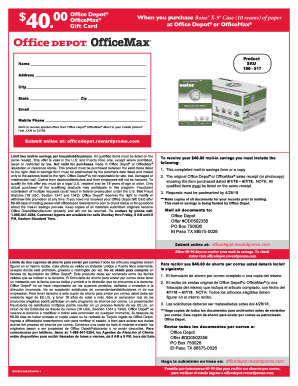 Office Depot Mail-In Savings Form