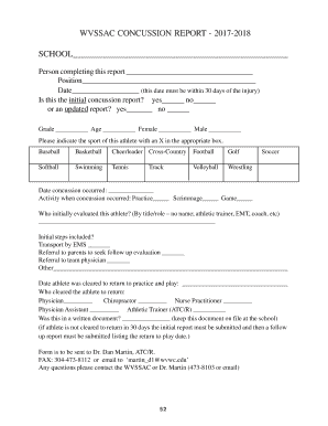 WVSSAC Concussion Report