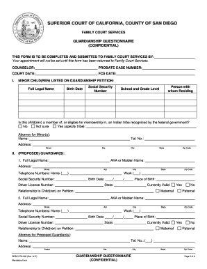 California Guardianship Questionnaire