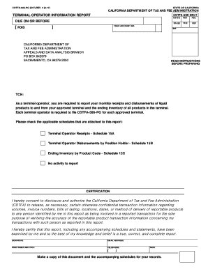 California Terminal Operator Information Report