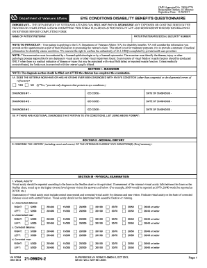 Eye Conditions Disability Benefits Questionnaire