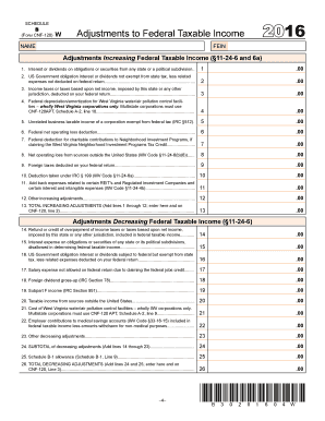 West Virginia Form CNF-120 Schedule B Adjustments to Federal Taxable Income 2016