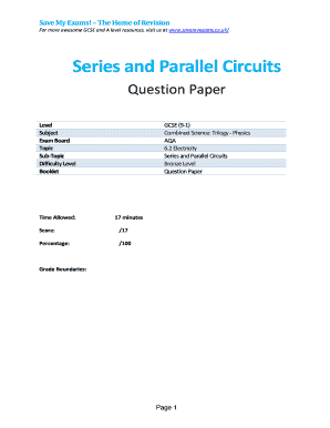 GCSE Physics Series and Parallel Circuits Exam