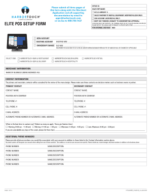 Harbortouch POS System Setup Form