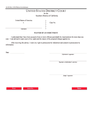 Waiver of an Indictment Form