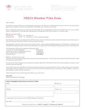 HSSCU Member Prize Draw Opt-Out Form