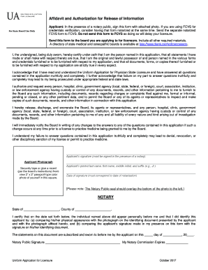 Affidavit and Authorization for Release of Information