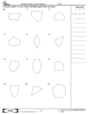 Finding Angles within Shapes Worksheet