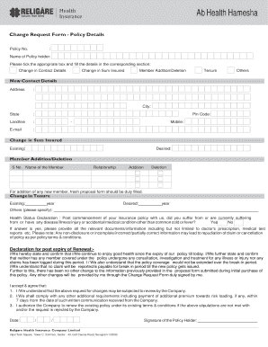 Health Insurance Change Request Form