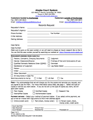 Alaska Court Records Request Form