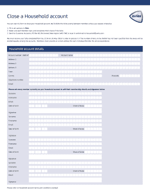 Household Account Closure Form