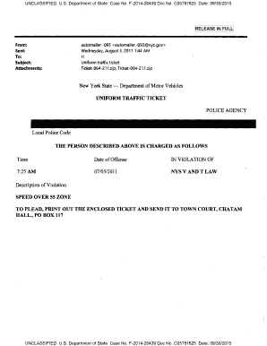 New York Uniform Traffic Ticket