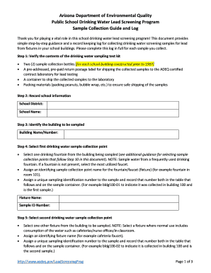 Arizona School Drinking Water Lead Screening Form