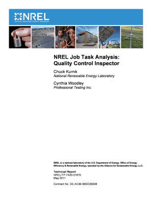 NREL Job Task Analysis: Quality Control Inspector - www1 eere energy