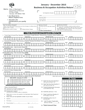 Washington State Business & Occupation Tax Return