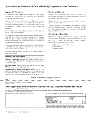 Application for Extension of Time to File City Corporate Income Tax Return