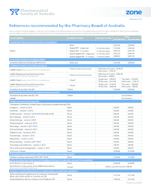 Pharmacy Board of Australia Recommended References Order Form
